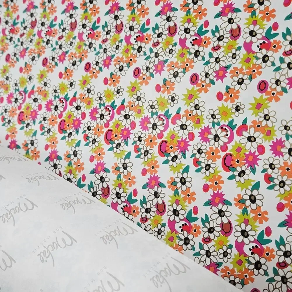 VTG Bob Mackie Bright MCM Floral Gift Wrap Paper - 25 Sheets, 20x26